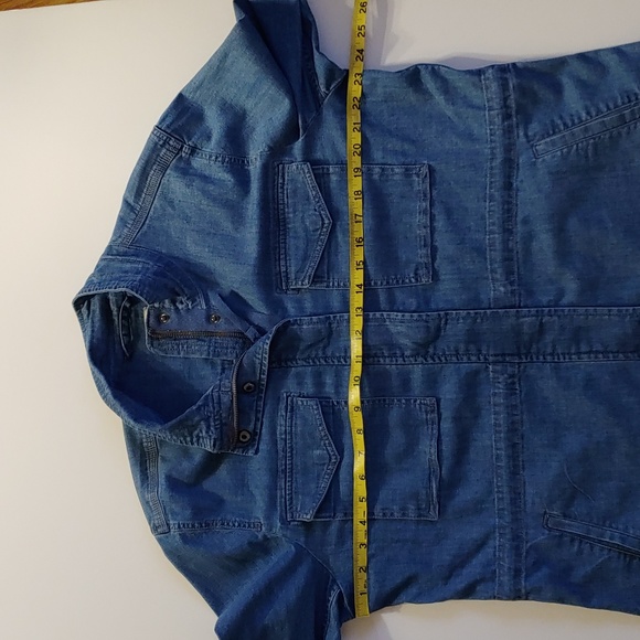 Style & Co Size XL Jean jacket with cinch waist 4 pockets tab 2 snap button cuff - Picture 13 of 14